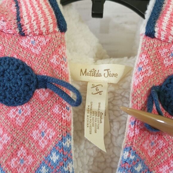 Matilda Jane Geometric Warm Hugs Sherpa Lined Sweater Vest Size 6 - Picture 15 of 16